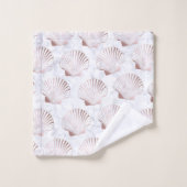 ガーリーバラ金ゴールドシーシェルパターンと白大理石 バスタオルセット (ウォッシュタオル)