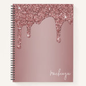 ガーリーバラ金ゴールドスパークルグリッタードリップパーソナライズされた ノートブック (正面)
