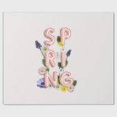 ガーリーバラ金ゴールドトレンディーフラワー春タイポグラフィ ラッピングペーパー (フラット)