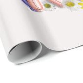 ガーリーバラ金ゴールドトレンディーフラワー春タイポグラフィ ラッピングペーパー (ロールコーナー)