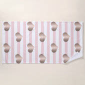 ガーリーバラ金ゴールドハートストライプ、-パーソナライズされた ビーチタオル (正面)