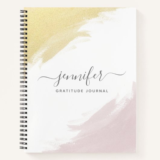 ガーリーバラ金ゴールドパーソナライズされた図 ノートブック (正面)
