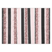 ガーリーバラ金ゴールドピンクブラックグリッターストライプパターン テーブルクロス (正面(横))