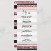 ガーリーバラ金ゴールドピンクブラックグリッターストライプパターン メニュー (正面/裏面)