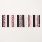 ガーリーバラ金ゴールドピンクブラックグリッターストライプパターン ヨガマット (正面(横))