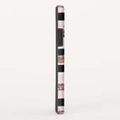 ガーリーバラ金ゴールドピンクブラックグリッターストライプパターン Case-Mate iPhoneケース (裏面/右)