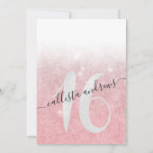 ガーリーバラ金ゴールドホワイトグリッターグラデーションスウィート16 招待状 (裏面)