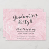 ガーリーバラ金ゴールド大理石 |フェミニン卒業 招待状 (正面/裏面)