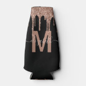 ガーリーバラ金ゴールド滴下グリッターモノグラム名 ボトルクーラー (正面)