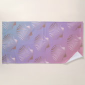 ガーリーバラ金ゴールド貝殻パターンカラフル勾配 ビーチタオル (正面)