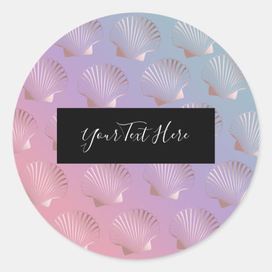 ガーリーバラ金ゴールド貝殻パターンカラフル勾配 ラウンドシール (正面)