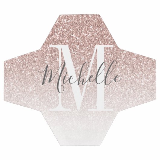 ガーリーバラ金ゴールド赤面ピンクグリッターモノグラム名 サッカーボール (フラット)