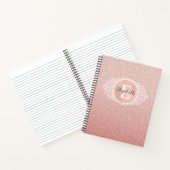 ガーリーバラ金ゴールド赤面ピンクグリッターモノグラム名 ノートブック (内部)