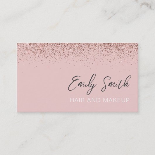 ガーリーバラ金ゴールド赤面ピンクグリッター 名刺 (正面)