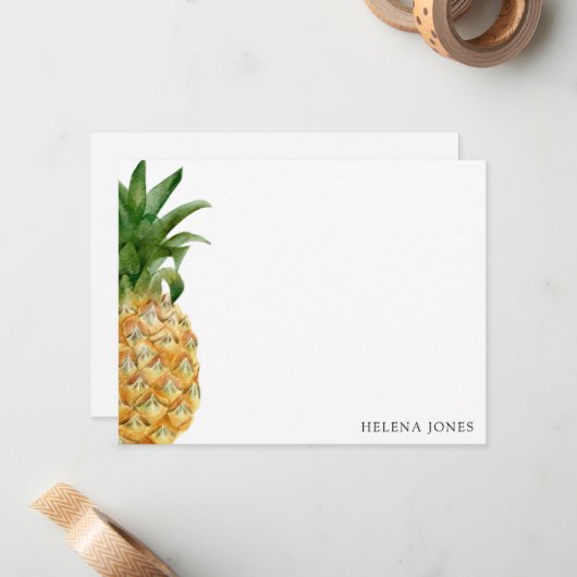 ガーリーパイナップル対応パーソナライズされた通信 ノートカード (正面/裏面インサイチュ)