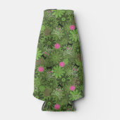 ガーリーパンクスカルの花迷彩柄背景 ボトルクーラー (正面)