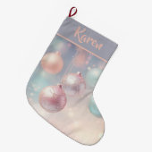 ガーリーパーソナライズされたクリスマスオーナメント ラージクリスマスストッキング (正面 (吊り時))
