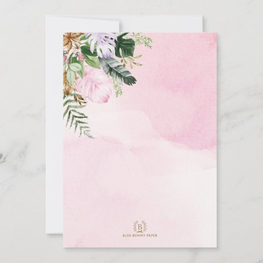 ガーリーパーティーアニマルワイルドジャングルサファリ誕生日 招待状 (裏面)