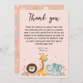 ガーリーパーティー野生動物誕生日 サンキューカード (正面/裏面)