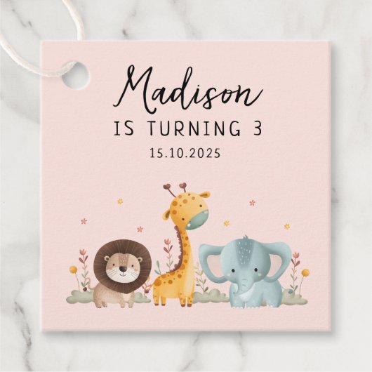 ガーリーパーティー野生動物誕生日 フェイバータグ (正面)