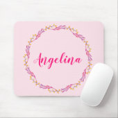 ガーリーピかわいらしンクフローラパーソナライズされたリース名 マウスパッド (マウス)