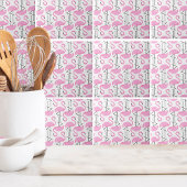 ガーリーピモダンシンプルンクのフラミンゴ模様 タイル