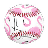 ガーリーピモダンシンプルンクのフラミンゴ模様 野球ボール (裏面)