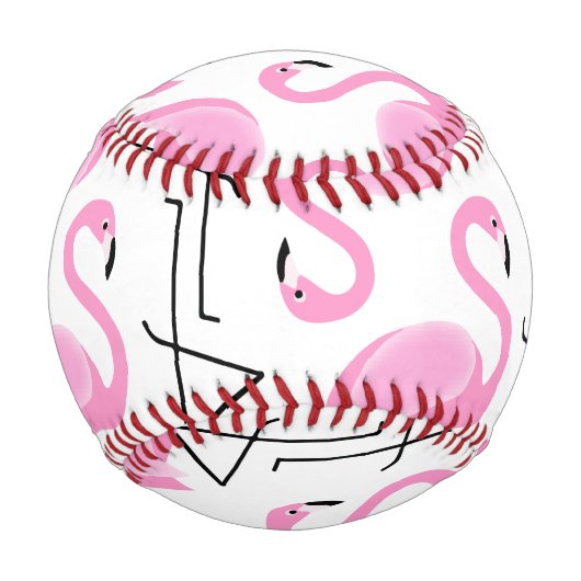 ガーリーピモダンシンプルンクのフラミンゴ模様 野球ボール (裏面)
