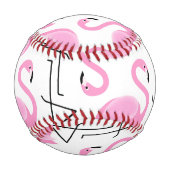 ガーリーピモダンシンプルンクのフラミンゴ模様 野球ボール (正面)