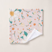 ガーリーピンクかわいい継ぎ目のない植物模様 バスタオルセット (ウォッシュタオル)