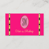 ガーリーピンクとモノグラム金ゴールドストライププロフェッショナル 名刺 (正面)