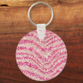 ガーリーピンクのチークグロリッターハートゼブラ模様 キーホルダー (裏面)