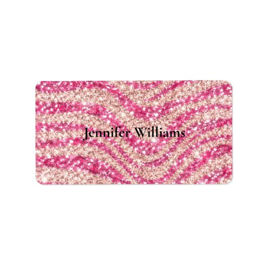 ガーリーピンクのチークグロリッターハートゼブラ模様 ラベル (正面)