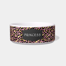 ガーリーピンクのヒョウ柄ペットボウル ボウル