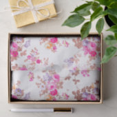 ガーリーピンクのローズ金ゴールド国シックヴィンテージフローラ 薄葉紙 (ギフト)