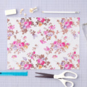 ガーリーピンクのローズ金ゴールド国シックヴィンテージフローラ 薄葉紙 (クラフト)