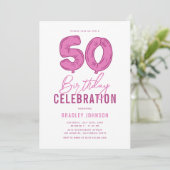 ガーリーピンクの50歳の誕生日パーティー 招待状 (スタンド正面)