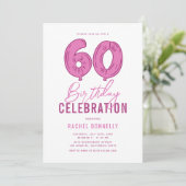 ガーリーピンクの60歳の誕生日パーティー 招待状 (スタンド正面)