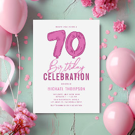 ガーリーピンクの70歳の誕生日パーティー 招待状