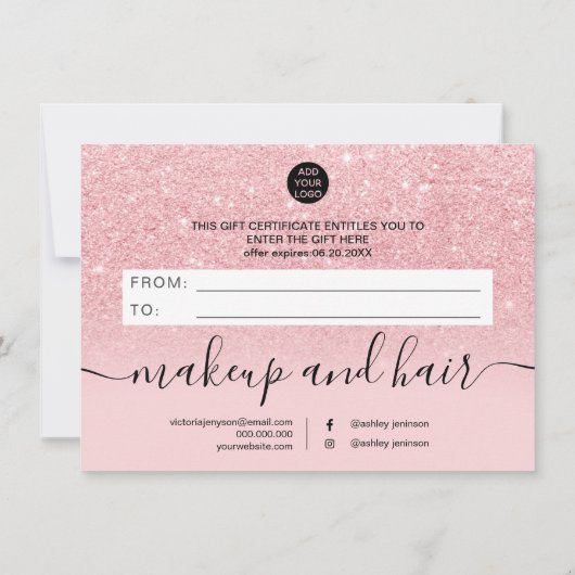 ガーリーピンクグリッターグラデーションスパークルギフト券 (裏面)