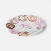 ガーリーピンクドーナツ水彩誕生日パーティー ペーパープレート (アングル)