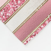 ガーリーピンクパールグリッターストライプズ フリースブランケット (角)