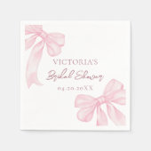 ガーリーピンクボウエレガントブライダルシャワー スタンダードカクテルナプキン (正面)