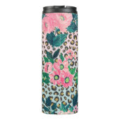ガーリーピンクミントグラデーションフローラグリッターヒョウ印刷 タンブラー (裏面)