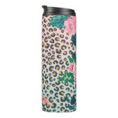 ガーリーピンクミントグラデーションフローラグリッターヒョウ印刷 タンブラー (回転右)
