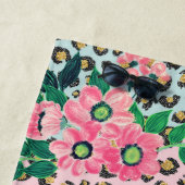 ガーリーピンクミントグラデーションフローラグリッターヒョウ印刷 ビーチタオル (インサイチュ)