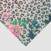 ガーリーピンクミントグラデーションフローラグリッターヒョウ印刷 薄葉紙 (詳細)