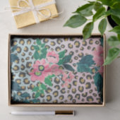 ガーリーピンクミントグラデーションフローラグリッターヒョウ印刷 薄葉紙 (ギフト)