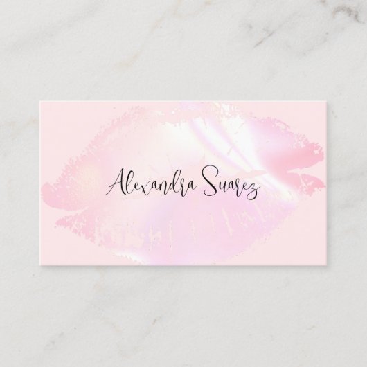 ガーリーピンクリップフェミニンメイクアップアーティストシンプル 名刺 (正面)