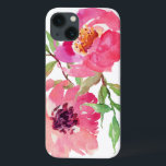 ガーリーピンク水彩花模様 iPhone 13ケース<br><div class="desc">まかわいらしたフェミニン、このピ鮮やかンク水色の花の柄は、緑のtouchを加える流れる枝を持つ深いピンクの花のペアを特徴としている。それはあなたの電話にトレンディーとファッショナブルな外観を頭が切れる追加する。</div>